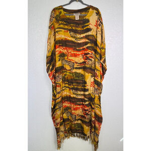 Sahara Kaftan Women One Size Plus Africa Safari Zebra Giraffe CoverUp Maxi Dress